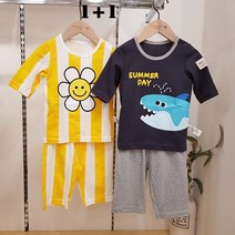 (1+1패키지특가) 모이모이깜피 유니프랜드 선염30수싱글7부내의(썸머데이+치즈스마일) 2벌세트