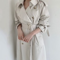쪼예 봄 트렌치 뒷트임 벨트 롱 코트