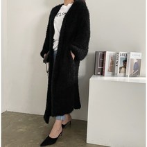 부클 퍼 뽀글이 벨트 로브 롱 가디건 여성 가을 겨울가디건 아우터 부들부들