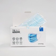 [개별포장]국산 해플 고급형 3중필터 일회용마스크 블루 50매 1박스