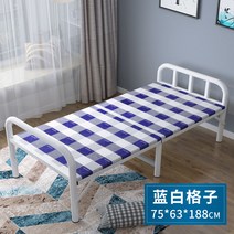 다소미얼 Jun.11 188번 접이식 침대 가정용 간이 1인용 경제사무실 낮잠자리 하드디스크 보강 철제 침대Z, 청색 과 흰색 의 폭: 75cm