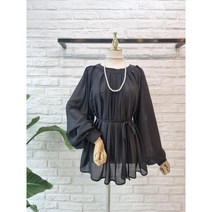 [반다리] 앞뒤 착장 찰랑 벌룬 시폰 블라우스