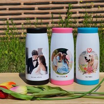 머그프리 포토텀블러제작 400ML 애니멀 가벼운 스텐 이중 차량용 커플 텀블러 만들기, 핑크