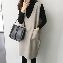 코디 의류 여성 조끼 폴라티 셋트 원피스 타입 롱기장