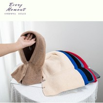 Everymoment 여성 버튼 후드 넥워머 니트 바라클라바 스노우보드 겨울 스포츠 웨어, 블랙