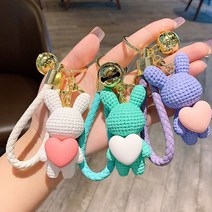페이크레더 파스텔 토끼키링 인형키링 피규어키링 가방키링 열쇠키링 열쇠고리 차키링 자동차키링, 퍼플
