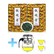 ANVAVA 철관음차 우롱차 500g 중국 복건성 안계현 철관음 중국10대 명차 주준자 유리잔 2개 무료증정 명절선물, 250g+250g