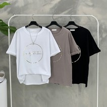 행복여[신상무배]골드 데이 레터링 반팔 티셔츠