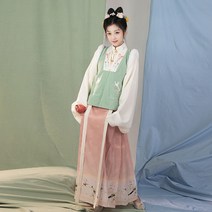 스몰웨딩 라인 실크 계량 무용 개량한복치마 레이스 설날 리본 소매 세트