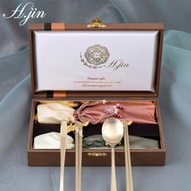 기타 바보사랑[에이치진]H.jin 뉴 비단 쌍학 티타늄수저세트 골드 2인용