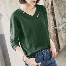 이노뱅크 루즈핏 브이넥 데일리 긴팔 티셔츠