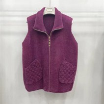 여성 엄마 페이크 밍크 퍼 조끼 집업 민소매 베스트 아우터