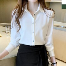 동동상회 면접블라우스 흰색 다크그린 여성 정장블라우스 기본카라블라우스 남방 하객 예쁜