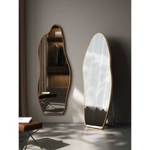 전신거울 미용실 거실 웨이브 물결 이동식 카페, (클라우드) 골드 160x50