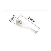 세라믹 수프 스푼 14cm 일본 흰색 럭키 고양이 본 차이나 식기류 레스토랑 가정용 주방 용품 식기, 1