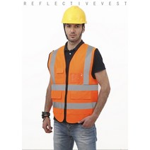 안전작업복반사 안전 의류 Workwear 티셔츠 교통 경찰 작업 조끼 지퍼 상단 멀티 포켓 디자인, 03 주황색