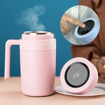 티텀블러 스마트 온도표시 보온 보냉 텀블러, 온도계 머그 텀블러 핑크