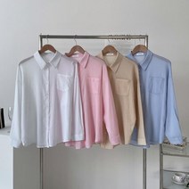 다잇템 여자 시어서커 흰남방 얇은면 민무늬 지지미 셔츠