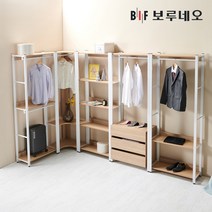 보루네오 슈랑크 드레스룸 시스템장 행거 옷장 철제 인테리어 시스템 맞춤 가구 안방, 블랙&오크, 04_800 5단 선반형