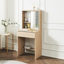 [퍼플뉴]루미 원룸 폭좁은 파우더룸 책상형 스탠딩 청소년 월넛 화장대 입식 미니 좁은공간 슬림 화장대, 화이트