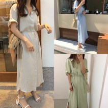 QSD772826빅사이즈 루즈 박시 반팔 셔츠핏 데일리 셔츠 롱 원피스