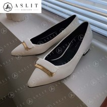 [애슬릿] 스틸레토 금장 장식 청키 펌프스 힐 3cm