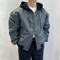 라운지21 남자 오버핏 투웨이 지퍼 후드 항공점퍼