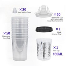 페인트스프레이건 에어리스 에어 페인트 스프레이건 후끼 165ML400ML600ML800ML 스프레이 건 믹싱 컵 깨끗한 일회용 측정 없음 HO, 160cc 50pcs