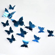인테리어 욕실 화장대 명품 럭셔리 거울 팔각 원형 1224 개대 벽 스티커 데칼 나비, 파란색, 12개
