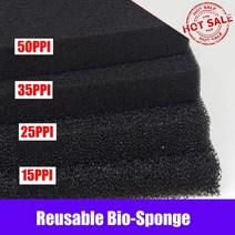 재사용 가능한 생화학 스폰지 물 필터 물고기 연못 거품 바이오 수족관 액세서리 블랙, 100x12x2cm_S Pore (50ppi)