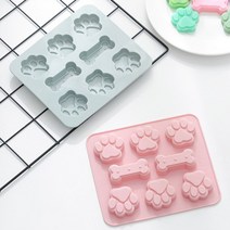 강아지 간식만들기 우유껌 몰드 고양이 애견 간식 실리콘 (뼈다귀 발바닥 세트), 1.핑크