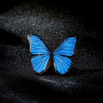 여성 패션 심플하고 귀여운 블루 나비 브로치 럭셔리 블랙 컬러 에나멜 합금 동물 안전핀