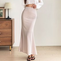 슬림 골지 머메이드 스판 맥시 롱스커트