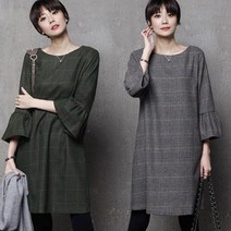 [자체제작] M263 글렌체크 프릴 소매원피스