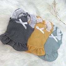 댕댕마켓 강아지 여름 체크 원피스 (3color), 그린