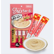 이나바 차오 츄루 고양이 파우치 간식 56g, 참치+연어, 12팩