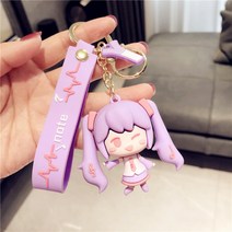 귀여운 하츠네 미쿠 키링 보컬로이드 미쿠 키홀더 캐릭터 에어팟 가방 열쇠고리, 1개, 퍼플 뮤직걸