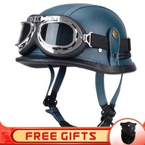 DOT 승인 독일 2 차 세계 대전 빈티지 PU 가죽 오토바이 하프 페이스 헬멧 남성 여성 헬기 스쿠터 라이딩, 15 15