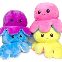 반전 양면 대왕문어인형 1개 문어인형40cm Reversible doll 두가지 표정의 귀여운 인형, 2-옐로우/오렌지