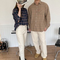 남자 데일리 루즈핏 커플 머플 체크 셔츠 2컬러