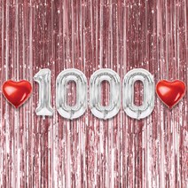 1000일 이벤트 포토존 세트 아기 기념일 커플 축하 기념 숫자 풍선 하트, 05.커튼-(로즈골드)-1000(소)-실버