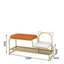 북유럽 럭셔리 다기능 일체형 신발장, 골드:100CM길이(오렌지가죽+화이트가죽방석), 골드:120CM롱(그레이플리스방석)