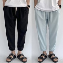 남자 여름 편한 9부 시원한 냉장고 얇은 아이스 밴딩 조거팬츠 조커바지