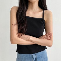 [whomoon] 109669 카브 골지 슬릿 나시 (블랙)