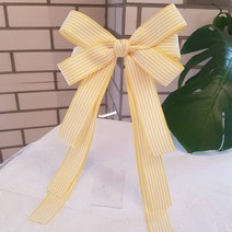 골직 심플 스트라이프 골프리본 골프머리핀 롱헤어핀 옐로우