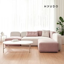 [무료배송]휴도 동화의 동백 아쿠아 패브릭 4인소파 코너형 쇼파, 핑크