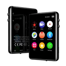 MP3 플레이어 휴대용 원래 금속 지원 블루투스 5.0 hifi 음악 전자 책 녹음fm 라디오비디오 내장 스피커, 검은 색, 4기가