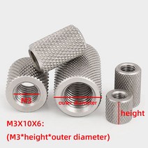 M3 M4 M5 M6 M8 M10 M12 304 스테인레스 스틸 길쭉한 원통형 너트 널링 손으로 조여진 메쉬, 304 stainless steel_M10x25x16