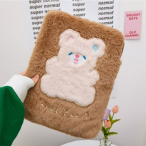 [리틀데이지] 아이패드 털 파우치, 브라운 베어