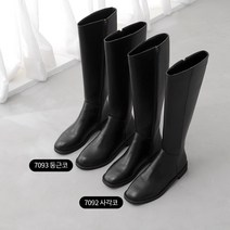 사각코&둥근코 락지퍼 우드굽 로우힐 롱부츠(3.0cm) 7092&7093